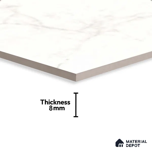 Marble Wall Tile TL 06459 Carara Milky 2 ft x 1 ft Ceramic Glossy Finish - 8 mm | Suitable for Living Room, Kitchen & Bathroom (Sample)