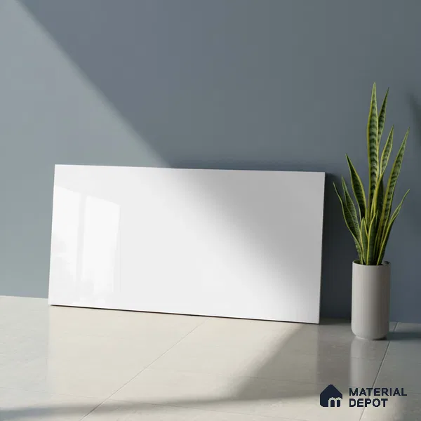 Plain Wall Tile TL 06452 Plain White 2 ft x 1 ft Ceramic Glossy Finish - 8 mm | Suitable for Living Room, Kitchen & Bathroom (Sample)