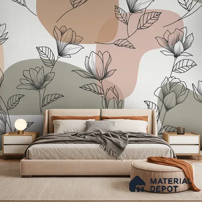 Abstract Petal Play Rich Maroon Botanic Print | WP 04141 B Non Woven Matte Finish Florals Style Premium Customized size Wallpaper | 150 GSM WP01MTF Paper | (MOQ = 30 Sq. Ft.)