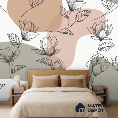Abstract Petal Play Rich Maroon Botanic Print | WP 04141 B Non Woven Matte Finish Florals Style Premium Customized size Wallpaper | 150 GSM WP01MTF Paper | (MOQ = 30 Sq. Ft.)