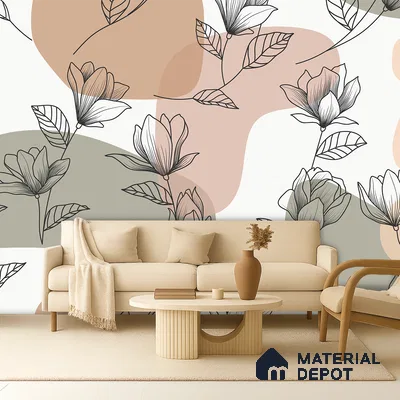 Abstract Petal Play Rich Maroon Botanic Print | WP 04141 B Non Woven Matte Finish Florals Style Premium Customized size Wallpaper | 150 GSM WP01MTF Paper | (MOQ = 30 Sq. Ft.)