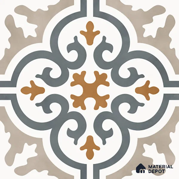 Moroccan Wall & Floor Tile TL 01442 White Smoke 2 ft x 2 ft Matte Finish Vitrified Tile - 9 mm | Suitable For Kitchen, Bathroom, Dining Area | Please Expect a Slight Variation of Pattern (Sample)