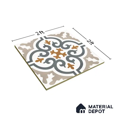 Moroccan Wall & Floor Tile TL 01442 White Smoke 2 ft x 2 ft Matte Finish Vitrified Tile - 9 mm | Suitable For Kitchen, Bathroom, Dining Area | Please Expect a Slight Variation of Pattern (Sample)