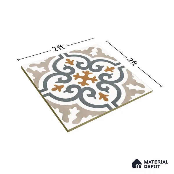 Moroccan Wall & Floor Tile TL 01442 White Smoke 2 ft x 2 ft Matte Finish Vitrified Tile - 9 mm | Suitable For Kitchen, Bathroom, Dining Area | Please Expect a Slight Variation of Pattern (Sample)
