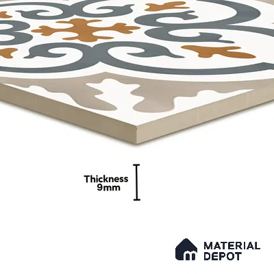 Moroccan Wall & Floor Tile TL 01442 White Smoke 2 ft x 2 ft Matte Finish Vitrified Tile - 9 mm | Suitable For Kitchen, Bathroom, Dining Area | Please Expect a Slight Variation of Pattern (Sample)