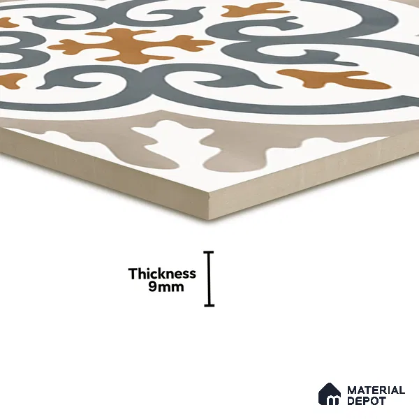 Moroccan Wall & Floor Tile TL 01442 White Smoke 2 ft x 2 ft Matte Finish Vitrified Tile - 9 mm | Suitable For Kitchen, Bathroom, Dining Area | Please Expect a Slight Variation of Pattern (Sample)