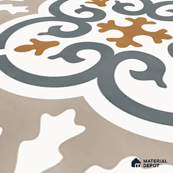 Moroccan Wall & Floor Tile TL 01442 White Smoke 2 ft x 2 ft Matte Finish Vitrified Tile - 9 mm | Suitable For Kitchen, Bathroom, Dining Area | Please Expect a Slight Variation of Pattern (Sample)