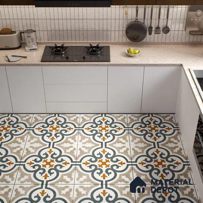 Moroccan Wall & Floor Tile TL 01442 White Smoke 2 ft x 2 ft Matte Finish Vitrified Tile - 9 mm | Suitable For Kitchen, Bathroom, Dining Area | Please Expect a Slight Variation of Pattern (Sample)