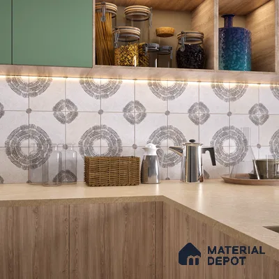 Subway Wall Tile TL 06438 C Coastal Luna Drops 8 x 8 inch Ceramic Matte Finish - 10 mm | 8 Random Design | Suitable for Accent / Feature Walls, Bathroom, Kitchen Wall & Backsplashes (Sample)