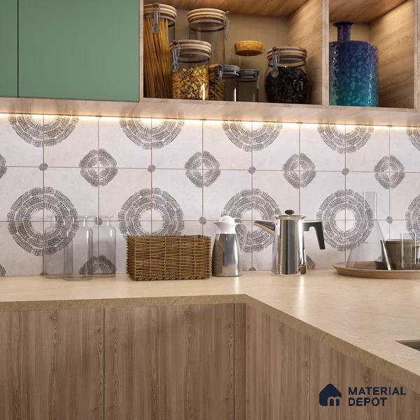 Subway Wall Tile TL 06438 C Coastal Luna Drops 8 x 8 inch Ceramic Matte Finish - 10 mm | 8 Random Design | Suitable for Accent / Feature Walls, Bathroom, Kitchen Wall & Backsplashes (Sample)