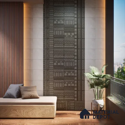 Subway Wall Tile TL 06437 B Coastal Ethnic Black 8 x 8 inch Ceramic Matte Finish - 10 mm | 8 Random Design | Suitable for Accent / Feature Walls, Bathroom, Kitchen Wall & Backsplashes (Sample)
