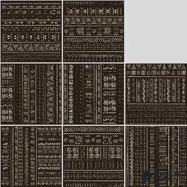 Subway Wall Tile TL 06437 B Coastal Ethnic Black 8 x 8 inch Ceramic Matte Finish - 10 mm | 8 Random Design | Suitable for Accent / Feature Walls, Bathroom, Kitchen Wall & Backsplashes (Sample)