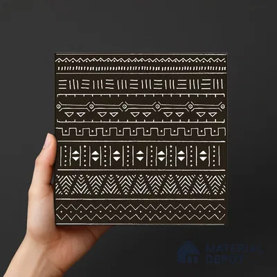 Subway Wall Tile TL 06437 B Coastal Ethnic Black 8 x 8 inch Ceramic Matte Finish - 10 mm | 8 Random Design | Suitable for Accent / Feature Walls, Bathroom, Kitchen Wall & Backsplashes (Sample)