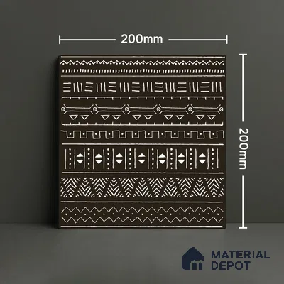 Subway Wall Tile TL 06437 B Coastal Ethnic Black 8 x 8 inch Ceramic Matte Finish - 10 mm | 8 Random Design | Suitable for Accent / Feature Walls, Bathroom, Kitchen Wall & Backsplashes (Sample)