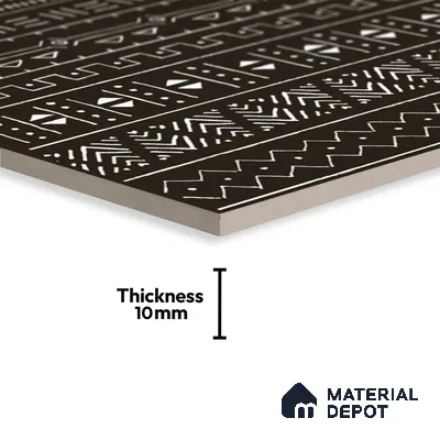 Subway Wall Tile TL 06437 B Coastal Ethnic Black 8 x 8 inch Ceramic Matte Finish - 10 mm | 8 Random Design | Suitable for Accent / Feature Walls, Bathroom, Kitchen Wall & Backsplashes (Sample)