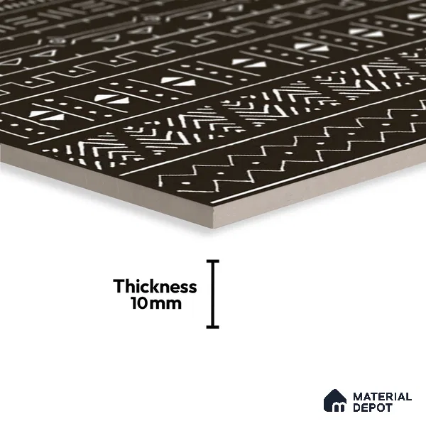 Subway Wall Tile TL 06437 B Coastal Ethnic Black 8 x 8 inch Ceramic Matte Finish - 10 mm | 8 Random Design | Suitable for Accent / Feature Walls, Bathroom, Kitchen Wall & Backsplashes (Sample)