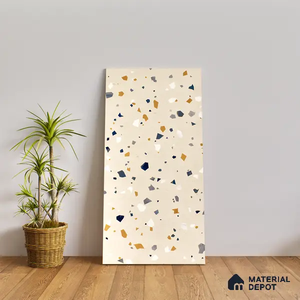 Terrazzo Floor & Wall Tile TL 06405 B Mars Terra 4 ft x 2 ft Carving Matte Finish Vitrified Tile - 9 mm | Suitable for Living Room, Bedroom & Bathroom