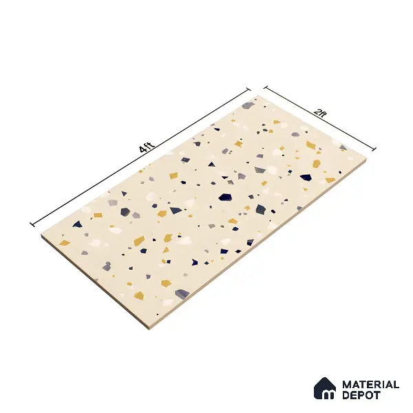 Terrazzo Floor & Wall Tile TL 06405 B Mars Terra 4 ft x 2 ft Carving Matte Finish Vitrified Tile - 9 mm | Suitable for Living Room, Bedroom & Bathroom