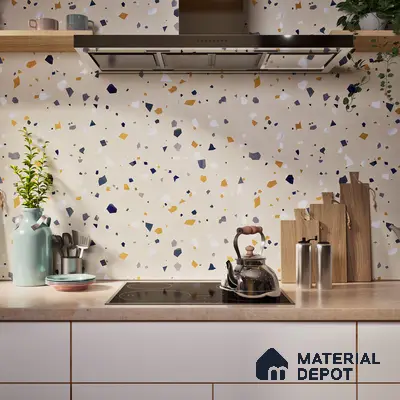 Terrazzo Floor & Wall Tile TL 06405 B Mars Terra 4 ft x 2 ft Carving Matte Finish Vitrified Tile - 9 mm | Suitable for Living Room, Bedroom & Bathroom