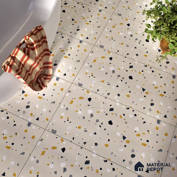 Terrazzo Floor & Wall Tile TL 06405 B Mars Terra 4 ft x 2 ft Carving Matte Finish Vitrified Tile - 9 mm | Suitable for Living Room, Bedroom & Bathroom