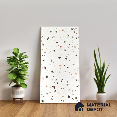 Terrazzo Floor & Wall Tile TL 06405 Aden Terrra 4 ft x 2 ft Carving Matte Finish Vitrified Tile - 9 mm | Suitable for Living Room, Bedroom & Bathroom (Sample)