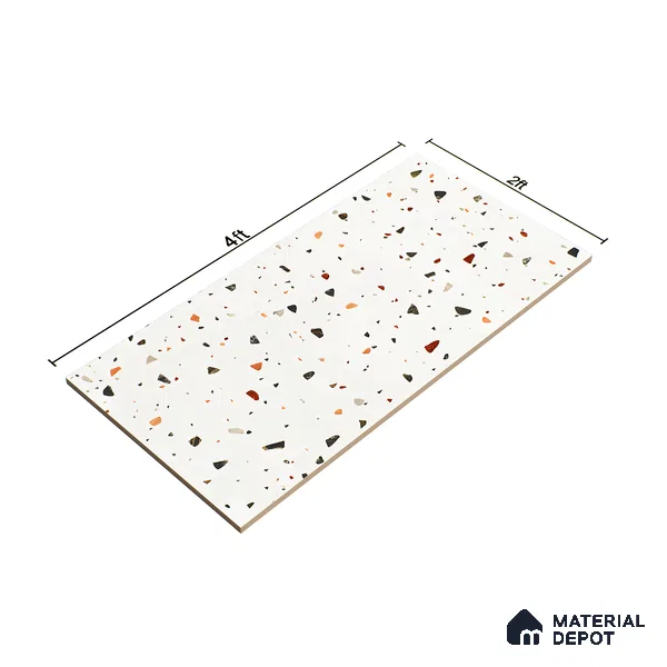 Terrazzo Floor & Wall Tile TL 06405 Aden Terrra 4 ft x 2 ft Carving Matte Finish Vitrified Tile - 9 mm | Suitable for Living Room, Bedroom & Bathroom (Sample)