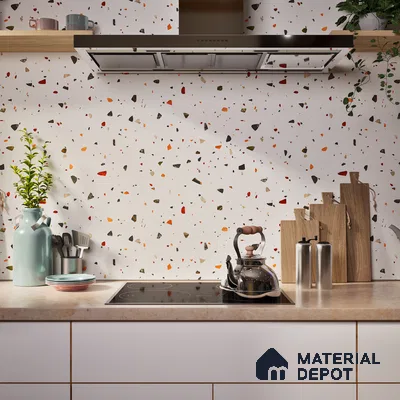 Terrazzo Floor & Wall Tile TL 06405 Aden Terrra 4 ft x 2 ft Carving Matte Finish Vitrified Tile - 9 mm | Suitable for Living Room, Bedroom & Bathroom (Sample)