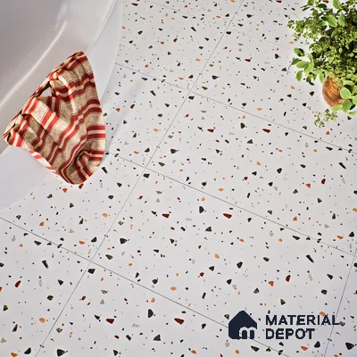 Terrazzo Floor & Wall Tile TL 06405 Aden Terrra 4 ft x 2 ft Carving Matte Finish Vitrified Tile - 9 mm | Suitable for Living Room, Bedroom & Bathroom (Sample)
