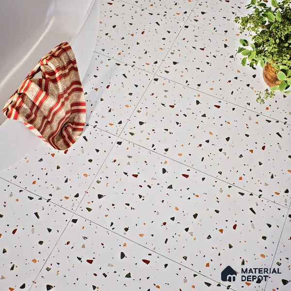 Terrazzo Floor & Wall Tile TL 06405 Aden Terrra 4 ft x 2 ft Carving Matte Finish Vitrified Tile - 9 mm | Suitable for Living Room, Bedroom & Bathroom (Sample)