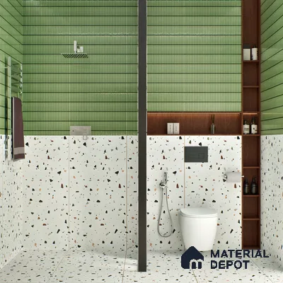 Terrazzo Floor & Wall Tile TL 06405 Aden Terrra 4 ft x 2 ft Carving Matte Finish Vitrified Tile - 9 mm | Suitable for Living Room, Bedroom & Bathroom (Sample)
