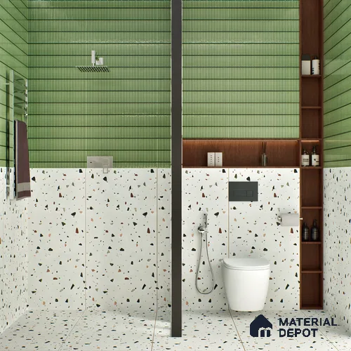 Terrazzo Floor & Wall Tile TL 06405 Aden Terrra 4 ft x 2 ft Carving Matte Finish Vitrified Tile - 9 mm | Suitable for Living Room, Bedroom & Bathroom