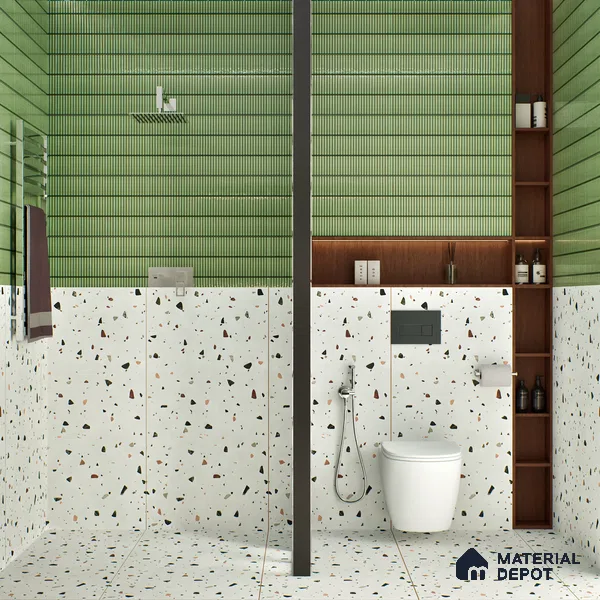 Terrazzo Floor & Wall Tile TL 06405 Aden Terrra 4 ft x 2 ft Carving Matte Finish Vitrified Tile - 9 mm | Suitable for Living Room, Bedroom & Bathroom (Sample)