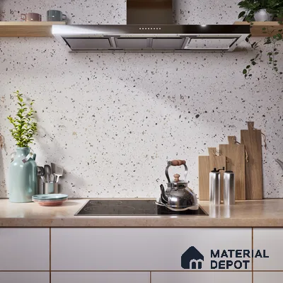 Terrazzo Floor & Wall Tile | TL 07197 B Materika Crema 2 ft x 4 ft Vitrified Matte Finish - 9 mm | Suitable For Living Room, Bedroom, Bathroom (Sample)