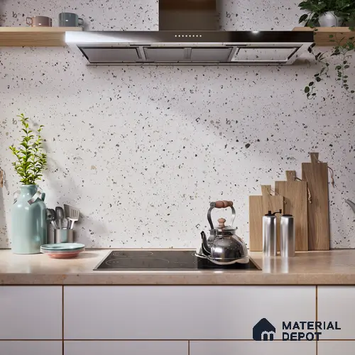 Terrazzo Floor & Wall Tile | TL 07197 B Materika Crema 2 ft x 4 ft Vitrified Matte Finish - 9 mm | Suitable For Living Room, Bedroom, Bathroom