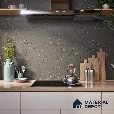 Terrazzo Floor & Wall Tile | TL 07197 D Materika Anthracita 2 ft x 4 ft Vitrified Matte Finish - 9 mm | Suitable For Living Room, Bedroom, Bathroom (Sample)