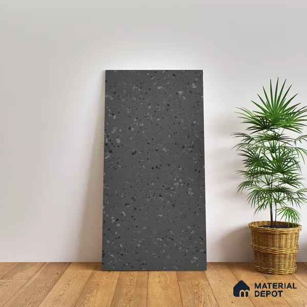 Terrazzo Floor & Wall Tile | TL 07197 D Materika Anthracita 2 ft x 4 ft Vitrified Matte Finish - 9 mm | Suitable For Living Room, Bedroom, Bathroom (Sample)