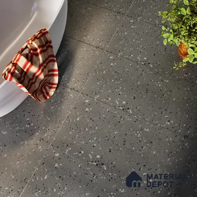 Terrazzo Floor & Wall Tile | TL 07197 D Materika Anthracita 2 ft x 4 ft Vitrified Matte Finish - 9 mm | Suitable For Living Room, Bedroom, Bathroom (Sample)