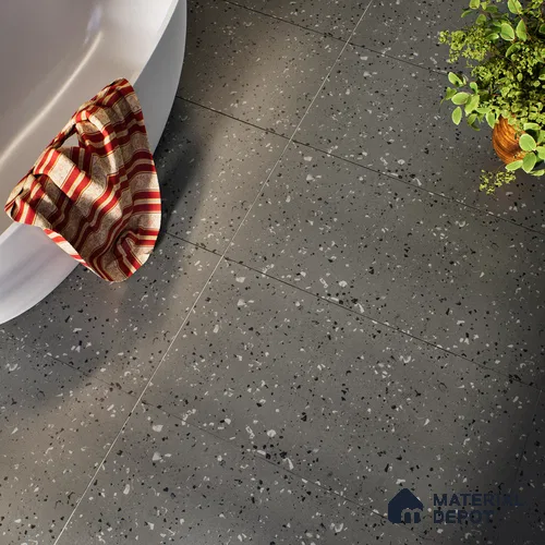 Terrazzo Floor & Wall Tile | TL 07197 D Materika Anthracita 2 ft x 4 ft Vitrified Matte Finish - 9 mm | Suitable For Living Room, Bedroom, Bathroom