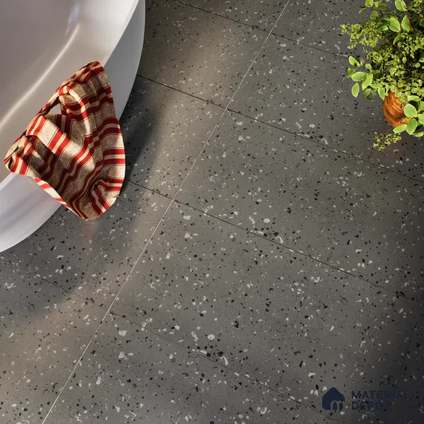 Terrazzo Floor & Wall Tile | TL 07197 D Materika Anthracita 2 ft x 4 ft Vitrified Matte Finish - 9 mm | Suitable For Living Room, Bedroom, Bathroom (Sample)