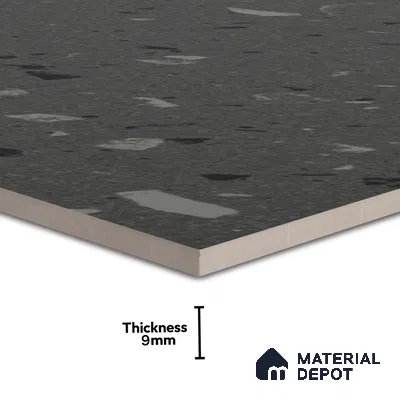 Terrazzo Floor & Wall Tile | TL 07197 D Materika Anthracita 2 ft x 4 ft Vitrified Matte Finish - 9 mm | Suitable For Living Room, Bedroom, Bathroom (Sample)