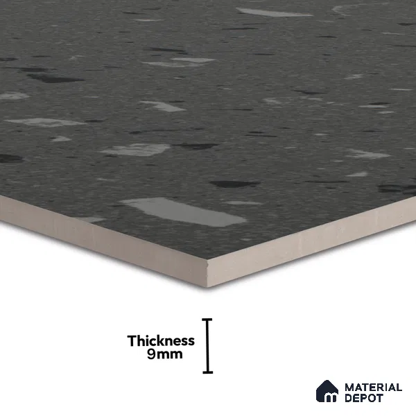 Terrazzo Floor & Wall Tile | TL 07197 D Materika Anthracita 2 ft x 4 ft Vitrified Matte Finish - 9 mm | Suitable For Living Room, Bedroom, Bathroom (Sample)