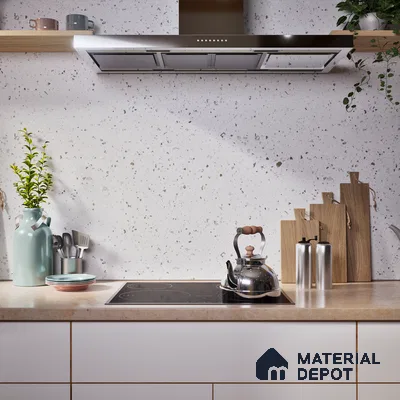 Terrazzo Floor & Wall Tile | TL 07197 Materika Bianco 4 ft x 2 ft Vitrified Matte Finish - 9 mm | Suitable For Living Room, Bedroom, Bathroom (Sample)