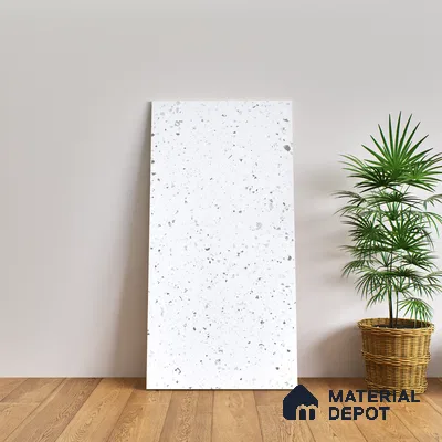Terrazzo Floor & Wall Tile | TL 07197 Materika Bianco 4 ft x 2 ft Vitrified Matte Finish - 9 mm | Suitable For Living Room, Bedroom, Bathroom (Sample)