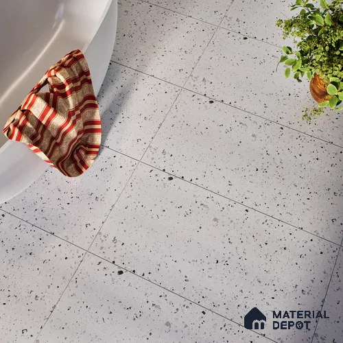 Terrazzo Floor & Wall Tile | TL 07197 Materika Bianco 4 ft x 2 ft Vitrified Matte Finish - 9 mm | Suitable For Living Room, Bedroom, Bathroom