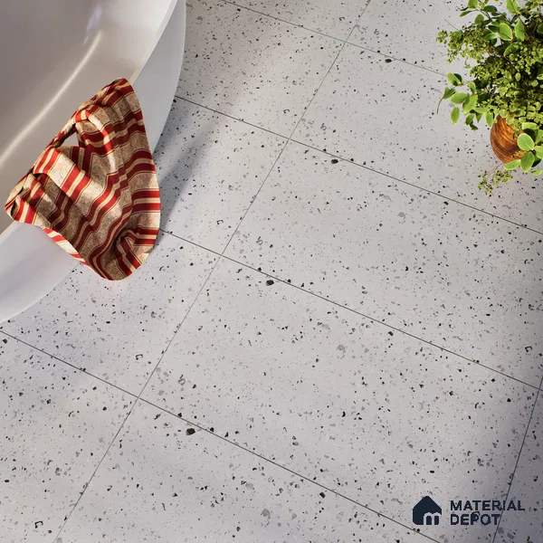 Terrazzo Floor & Wall Tile | TL 07197 Materika Bianco 4 ft x 2 ft Vitrified Matte Finish - 9 mm | Suitable For Living Room, Bedroom, Bathroom (Sample)