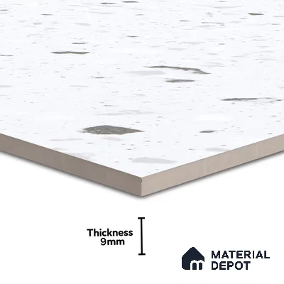Terrazzo Floor & Wall Tile | TL 07197 Materika Bianco 4 ft x 2 ft Vitrified Matte Finish - 9 mm | Suitable For Living Room, Bedroom, Bathroom (Sample)