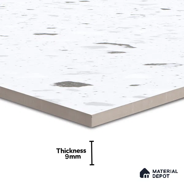 Terrazzo Floor & Wall Tile | TL 07197 Materika Bianco 4 ft x 2 ft Vitrified Matte Finish - 9 mm | Suitable For Living Room, Bedroom, Bathroom (Sample)