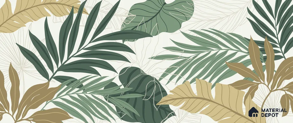 Layered Palm Silhouette Abstract Nature Art | WP 03989 B Canvas Texture Finish Tropical Style luxurious Customized size Wallpaper | 250 GSM WP01CNF Paper | (MOQ = 30 Sq. Ft.)