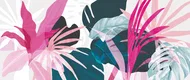 Pink Teal Modern Botanical Leaf Abstract Nature Art Wallpaper | Material Depot