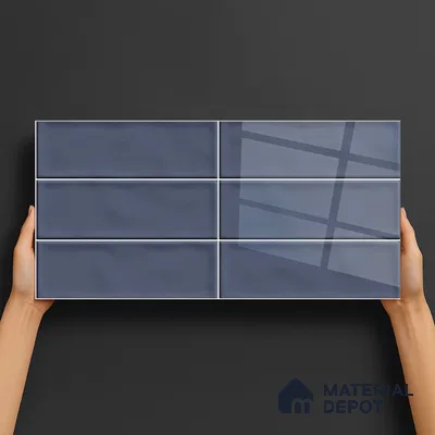 Subway Wall Tile TL 06555 B Messi Blue 2 ft x 1 ft Ceramic Glossy Finish - 8 mm | Suitable for Kitchen & Bathroom | Please Expect a Slight Variation of Pattern (Sample)